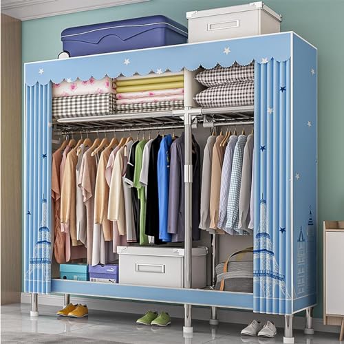 Portable Closets Assembled Storage Wardrobe - Multifunctional Portable Wardrobe Rack, Wardrobe, Simple Fabric Wardrobe, Furniture Bedroom Wardrobes, Small Apartment Hanging Wardrobe/closet, For Rental