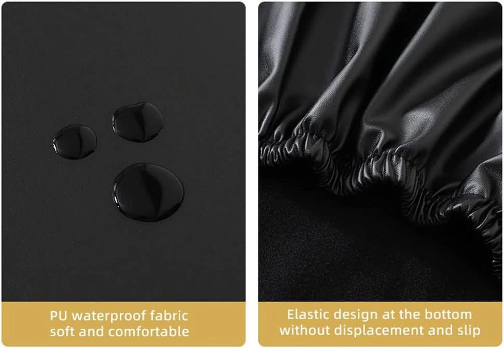 Waterproof PU Leather Stretch Dining Chair Covers Set of 2 Black N79357