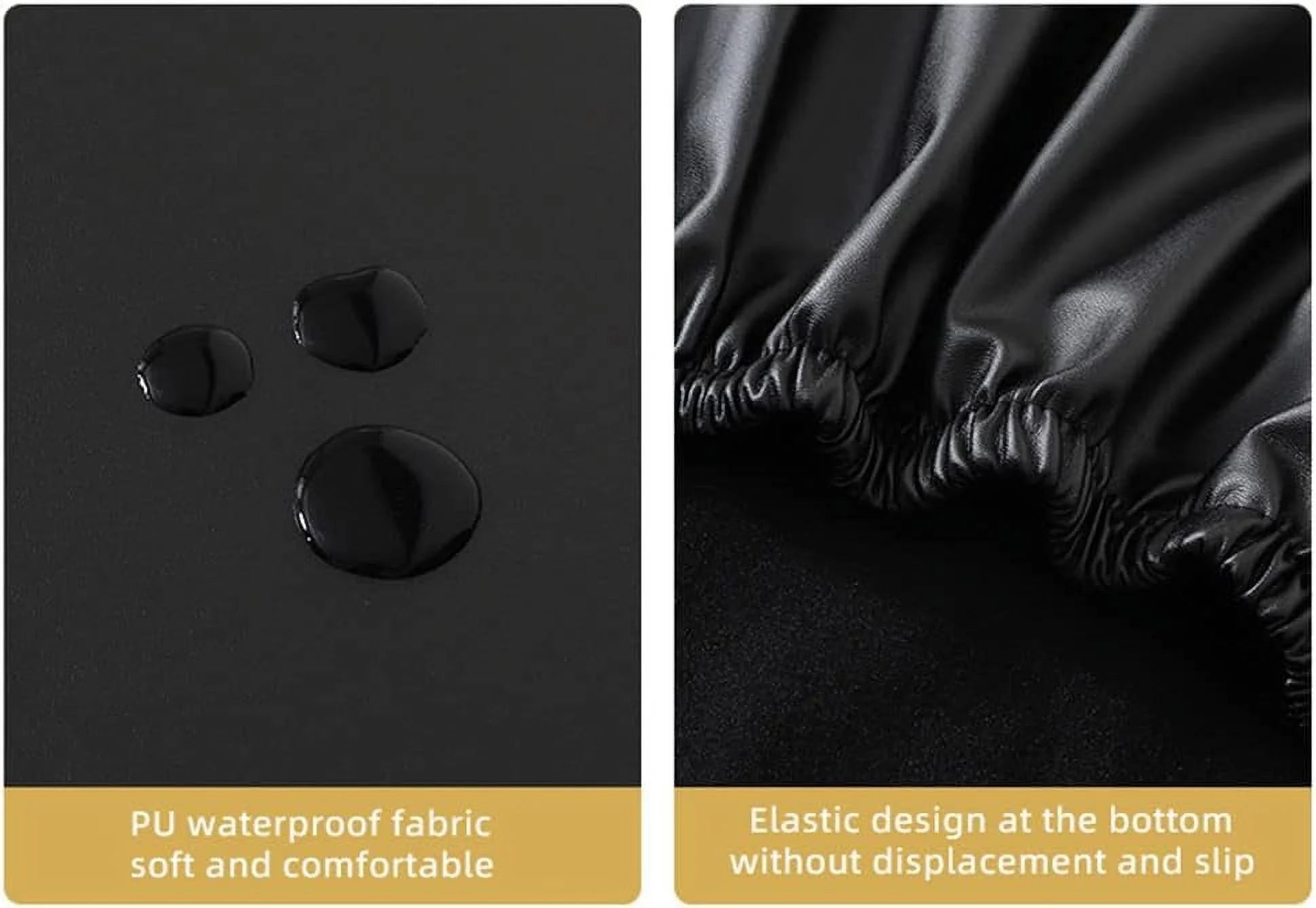 Waterproof PU Leather Stretch Dining Chair Covers Set of 2 Black N79357