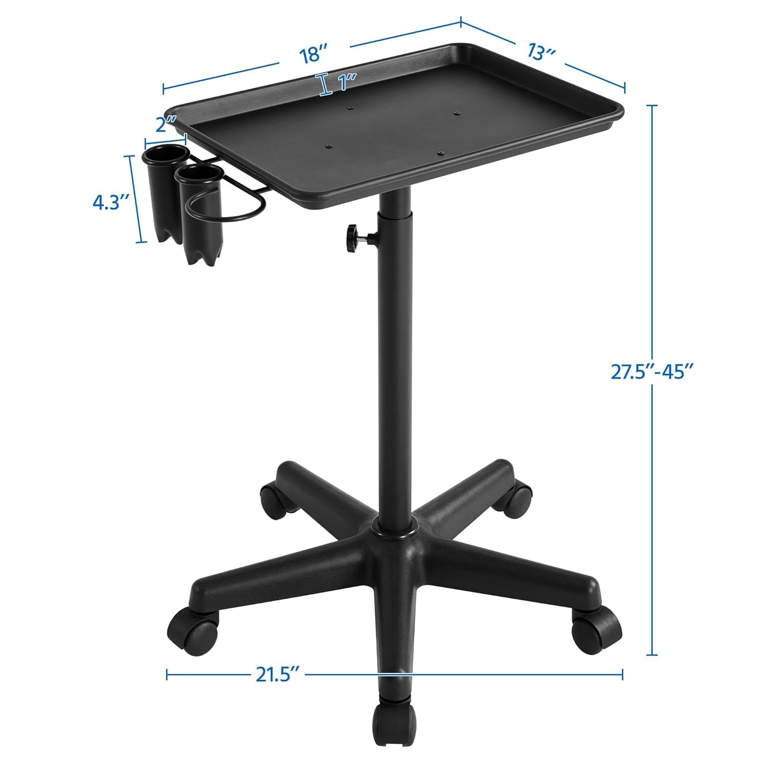 Beauty Rolling Utility Cart with 5 Casters and Accessory Caddy F4000