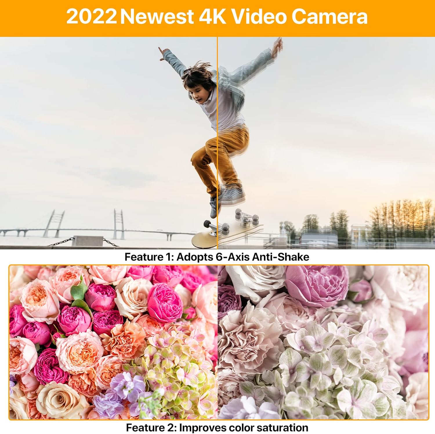 4K Video Camera Camcorder 48MP 60FPS with Microphone and Night Vision V9258