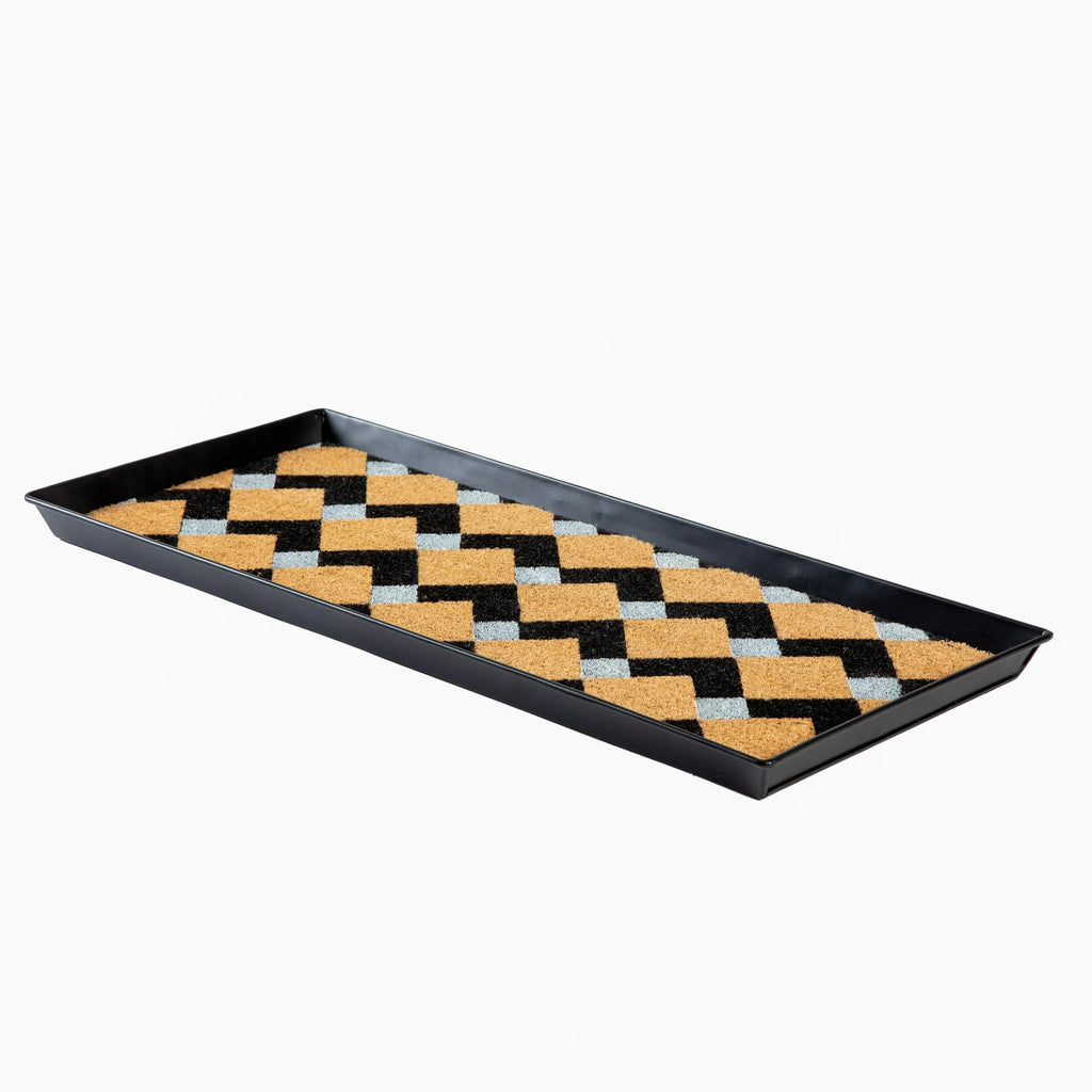 Metal Boot Tray with Chevron Coir Insert A75797