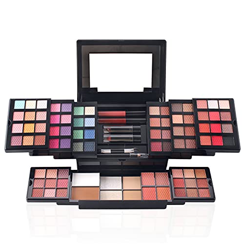 All-in-one Holiday Make up Gift Set | Makeup Kit for Women Full Kit Essential Starter Bundle Include Eyeshadow Palette Lipstick Blush Foundation Concealer Face Powder Mascara Lipgloss Brush