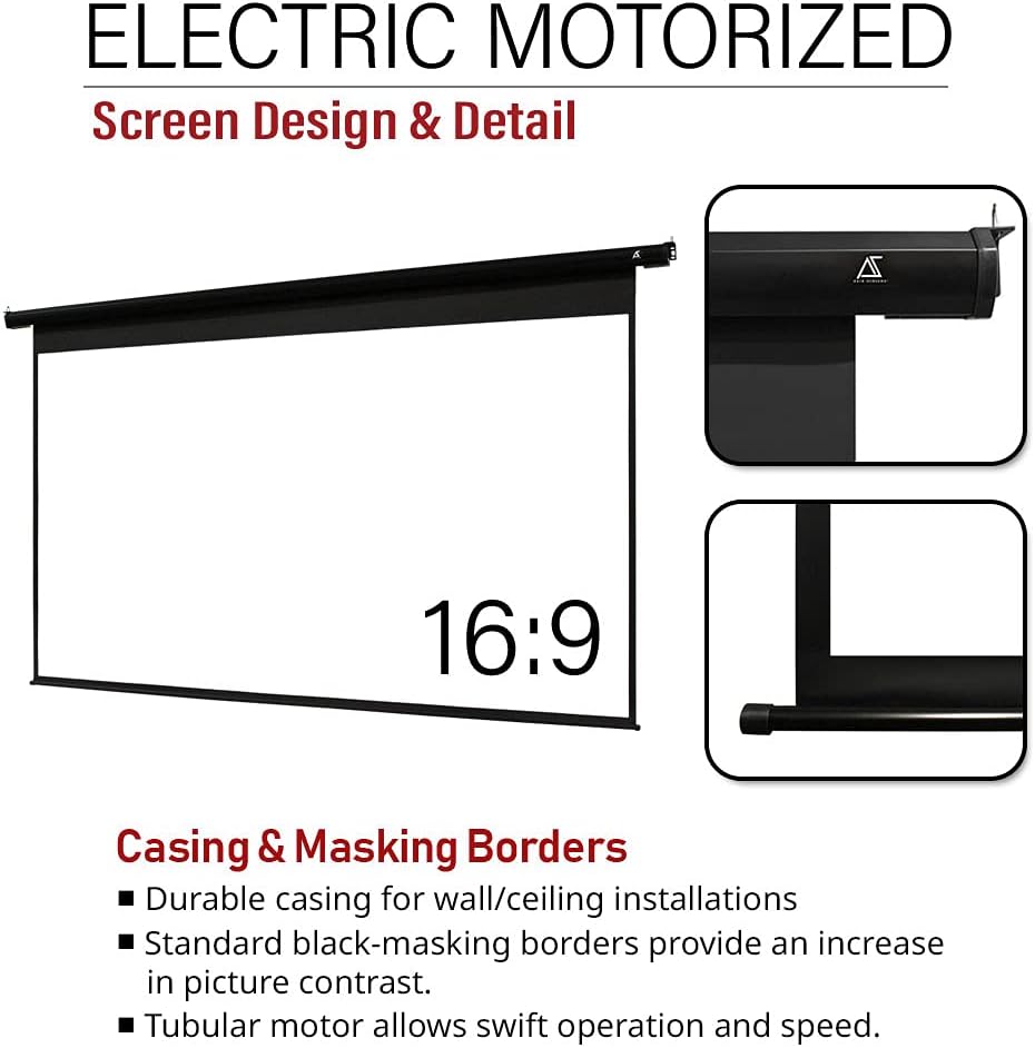 Motorized Projector Screen 125 inch 16:9 4K HD Retractable Ceiling Mount D312618