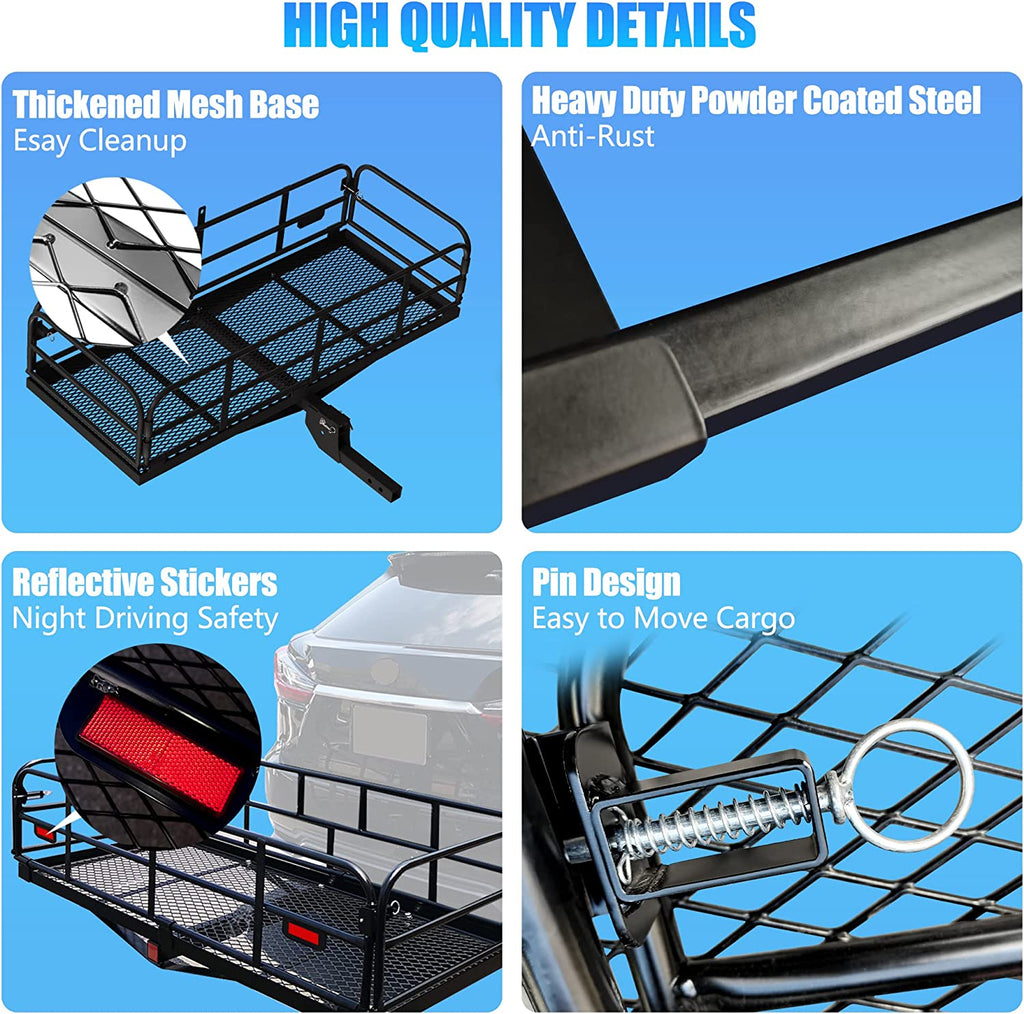 Hitch Mount Cargo Carrier 60" x 24" Folding Rack for Car SUV Y44846