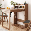 Wall Mounted Dining Table with Storage Shelf & Fold Out Desk for Small Apartment - Space Saving Wooden Extendable Table for Dining Room & Kitchen
