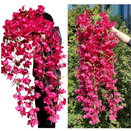 Fuchsia Artificial Bougainvillea Silk Hanging Flowers, 49 Inch, Pack of 2 B434
