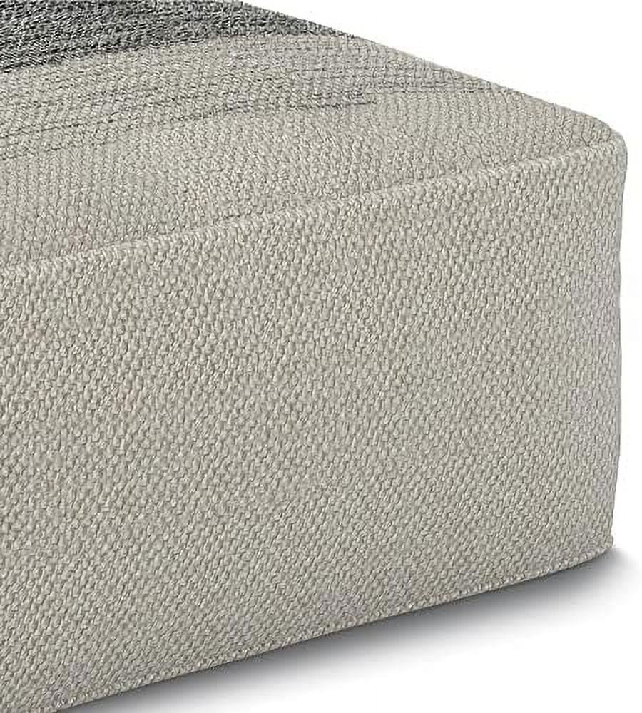 Small Hand Knitted Square Pouf Ottoman for Living Room, Cotton Woven Foot Stool I3993