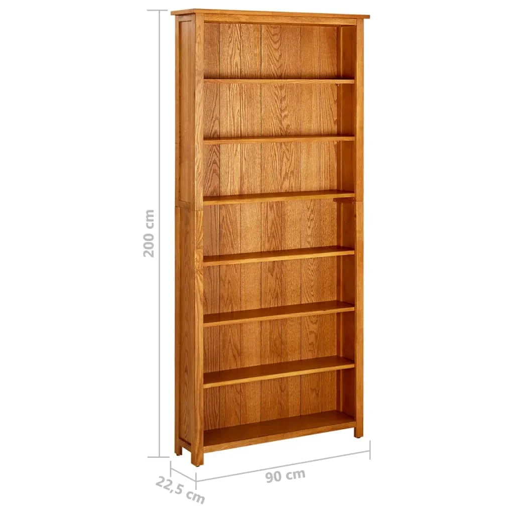 7-Tier Bookcase Solid Oak Wood M3325