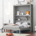 Voohek Full Size Murphy Bed with 2 Tier Shelves, Folding Bedframe w/Flexible Slats Support, Space-Saving Design, Can Be Folded Into A Cabinet, for Kids, Teens, Adults, No Box Spring Needed (White)