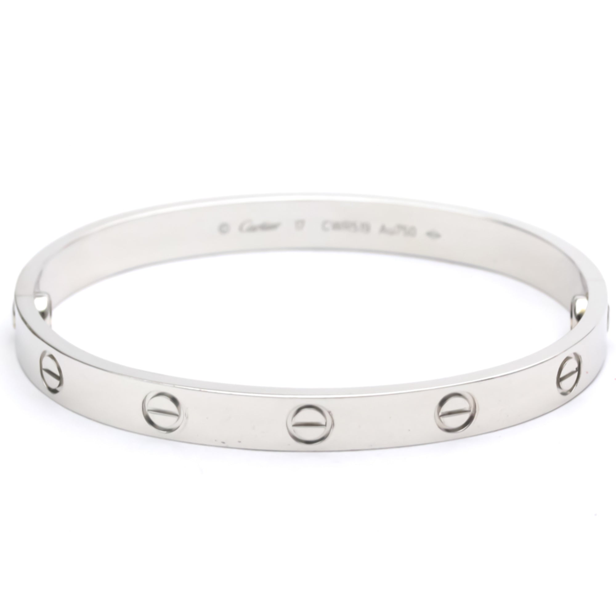 Polished 18K White Gold Love Bracelet Bangle B249