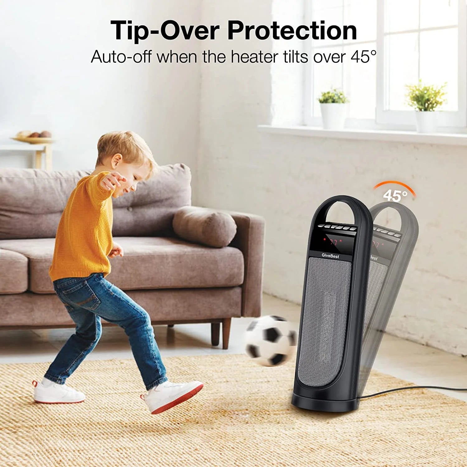 Tower Space Heater for Indoor Use, 22" Oscillating Electric Room Heater with Thermostat and Remote D7225