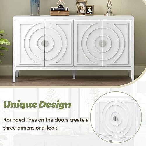 Retro 4-Door Sideboard Cabinet with Adjustable Shelves G201