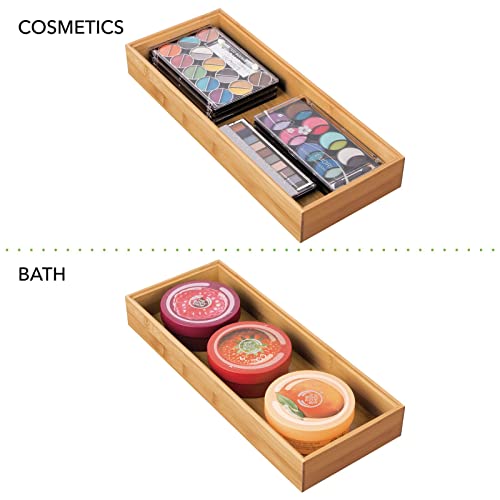 Wooden Bamboo Drawer Organizer - 12" Stackable Storage Tray for Kitchen Utensils and Flatware, 2 Pack P51902