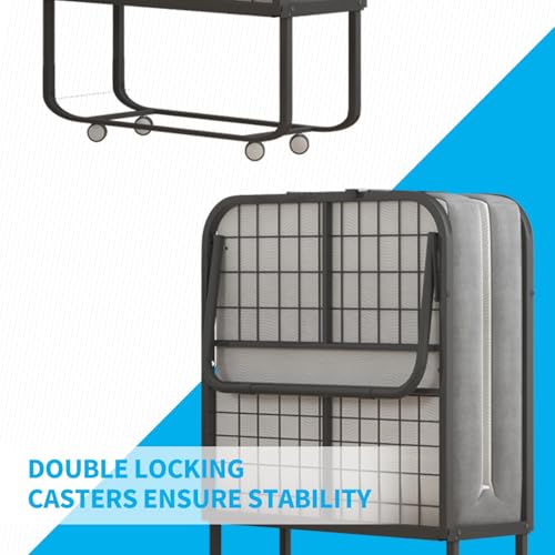 Folding Bed with Mattress for Adults, Portable Twin Size with Metal Frame X112982