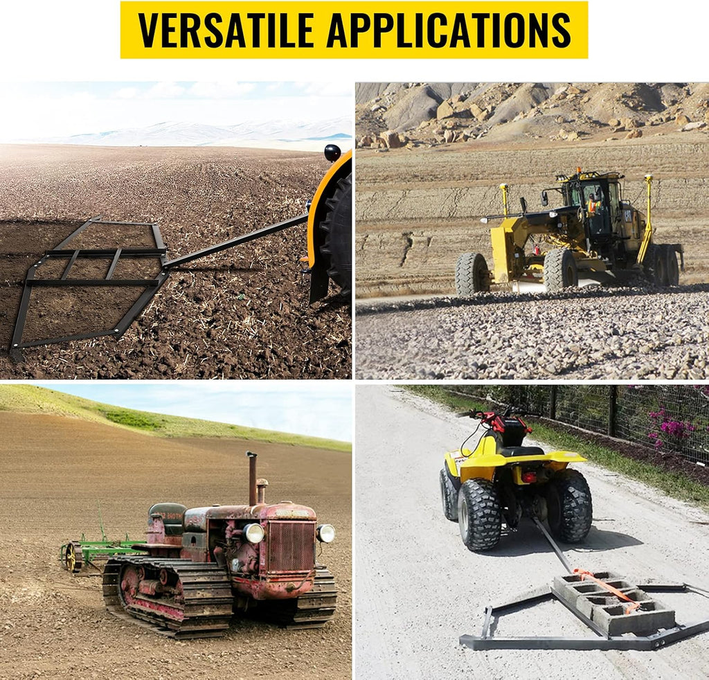 Driveway Drag Harrow 66" Width, Tow Behind, Heavy Duty Steel Q112289