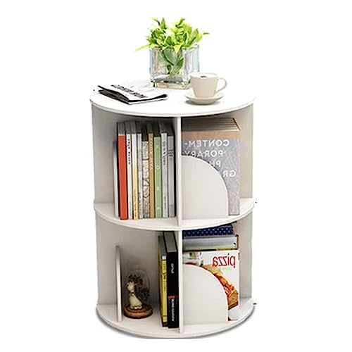 Bookshelf flexible Bookcases 360° Rotating Bookshelf 1-6 Tier Standing Bookcase Round White Book Rack Small Space Home Corner Bookshelf Organizer perfect furniture