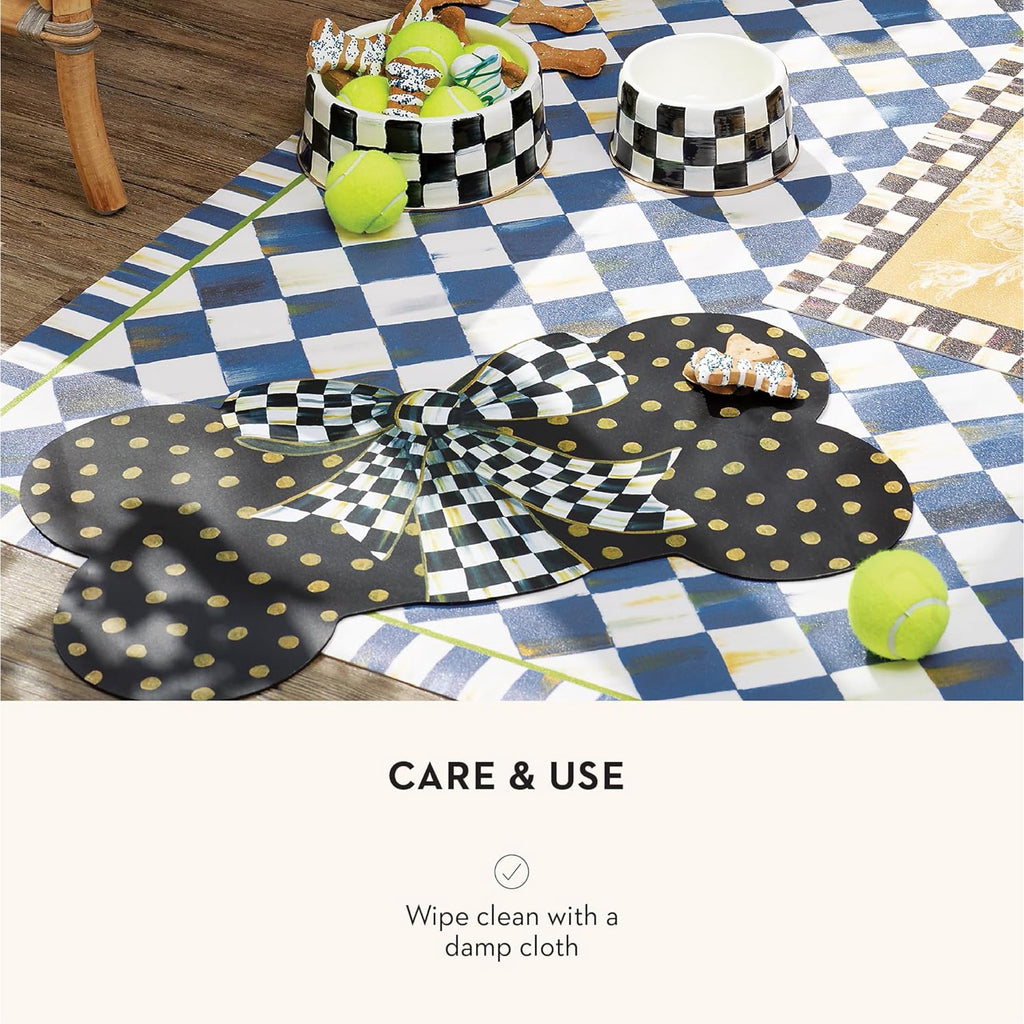 Pet Feeding Mat for Dogs and Cats, Bone-Shaped with Gold Dots X182917