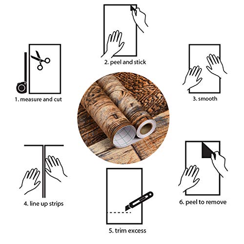 Brown Wood Peel and Stick Wallpaper Shiplap Self Adhesive Wood Plank H3107