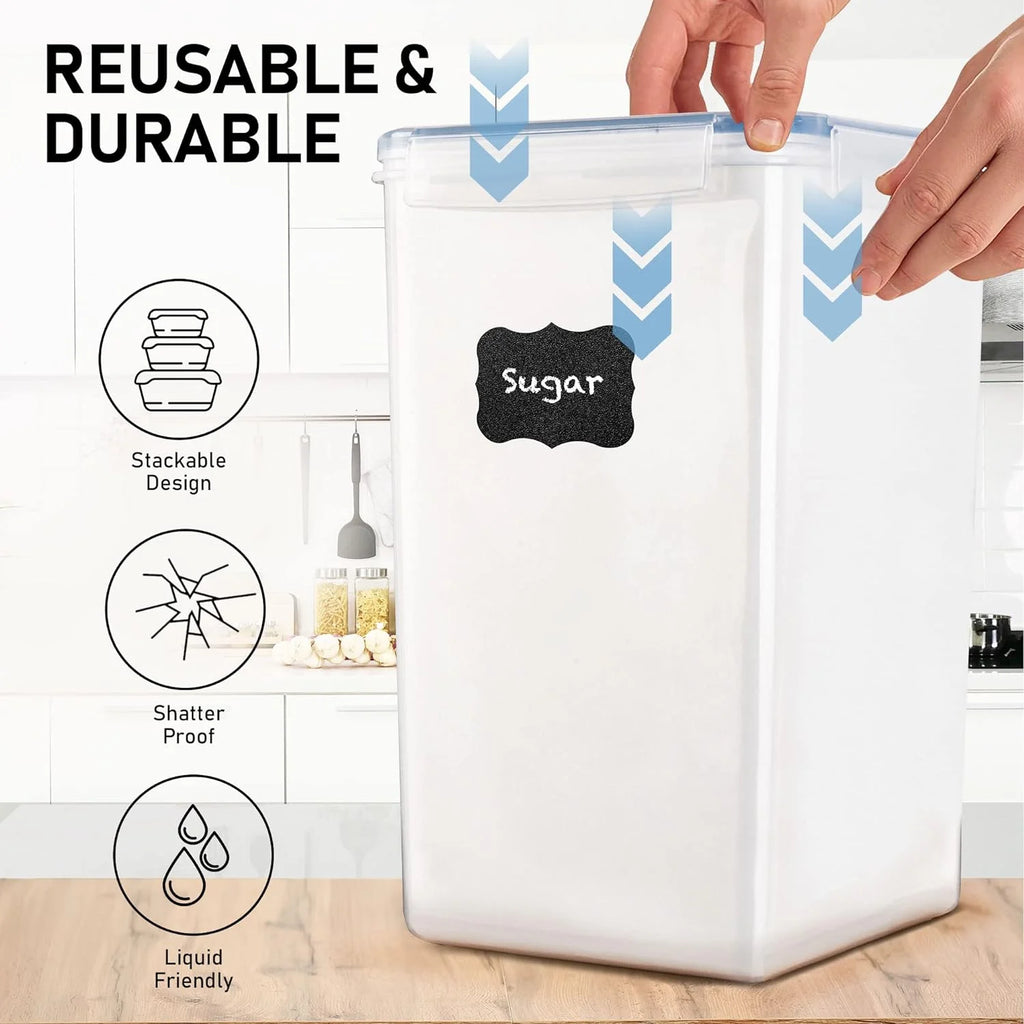 Extra Large Airtight Pantry Containers with Lids, Clear Plastic Storage for Flour Sugar Rice W85036