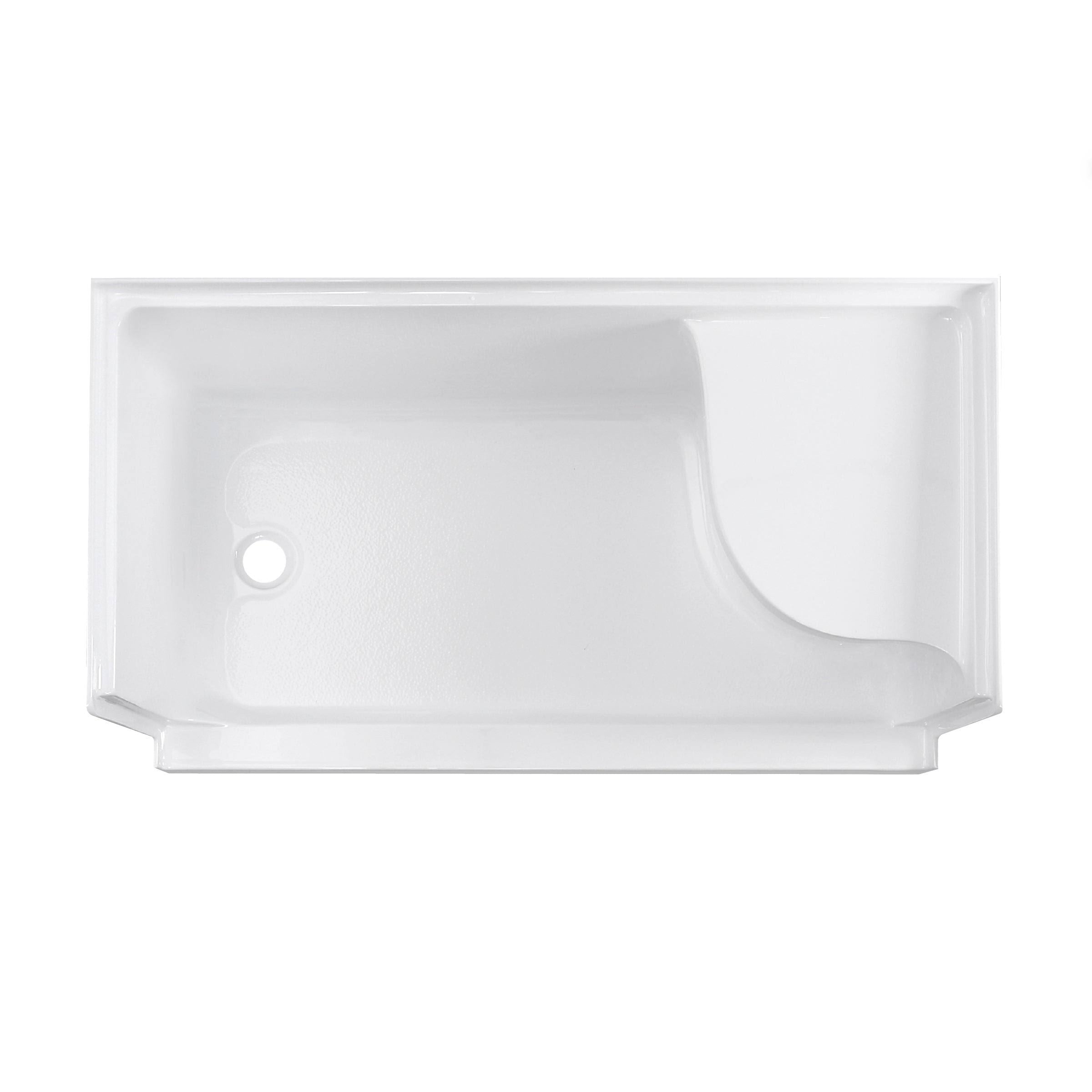 60 x 32 Single Threshold Shower Base with Left Hand Drain and Integral Right Hand Seat X91962