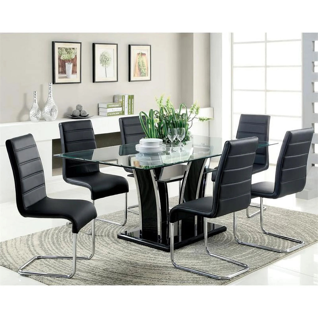 Contemporary Glass Top Dining Table in Black Z7669