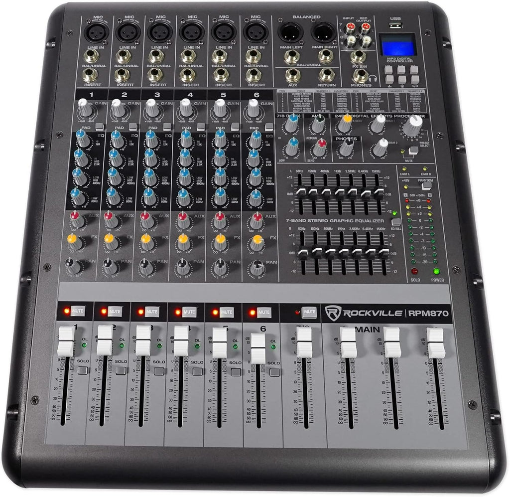 12 Channel 4800W Powered Mixer with 7 Band EQ and Effects Q7001