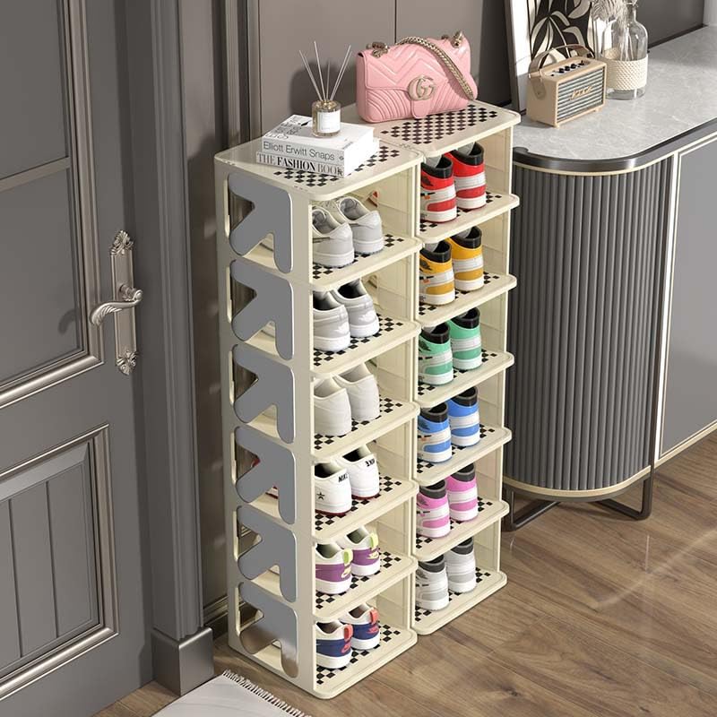 Vertical Shoe Rack Organizer for Closet, Foldable Narrow Free Standing Shoes Storage, Three Layers T983051