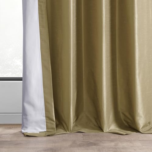 Ruched Faux Silk Curtains for Living Room, 50 x 96, Flax Gold A580