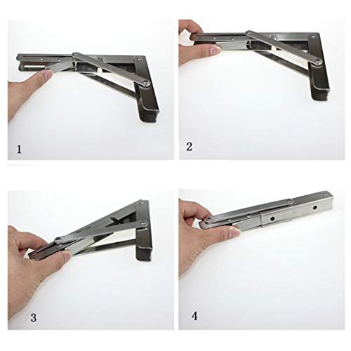 Folding Shelf Brackets 10" Stainless Steel, Max Load 330lb, Pack of 2 G138714