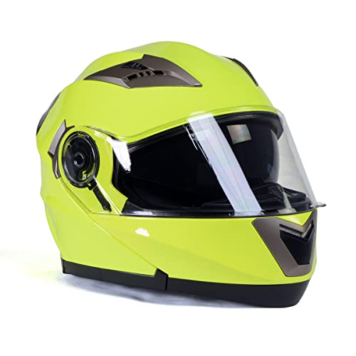 Modular Motorcycle Helmet with Drop Down Visor, Neon Yellow, X-Large G576706