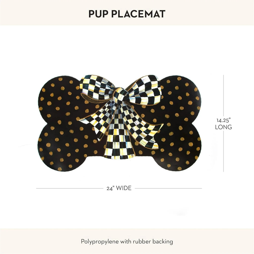 Pet Feeding Mat for Dogs and Cats, Bone-Shaped with Gold Dots X182917