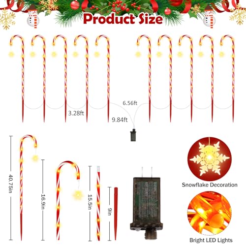 24 Pack Outdoor Christmas Candy Cane Lights 144LED Solar Pathway with Bowknot V1552