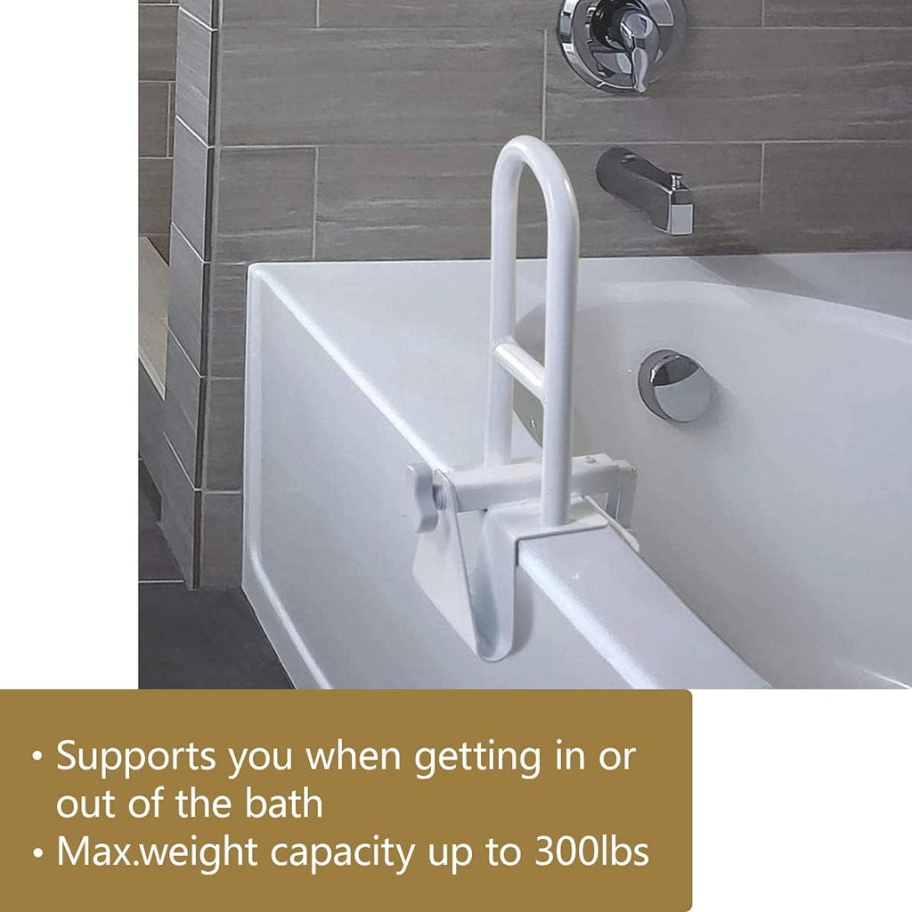 Adjustable Bathtub Safety Rail Shower Grab Bar for Seniors, White, 2-Pack I3047
