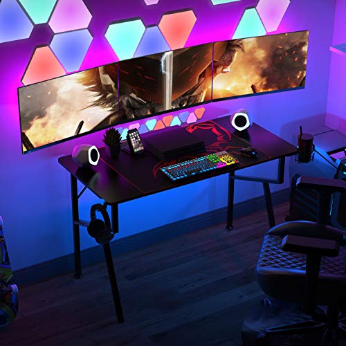 Gaming Desk 47 Inch with Mouse Pad, Headset Hook, Cup Holder, Controller Stand E903