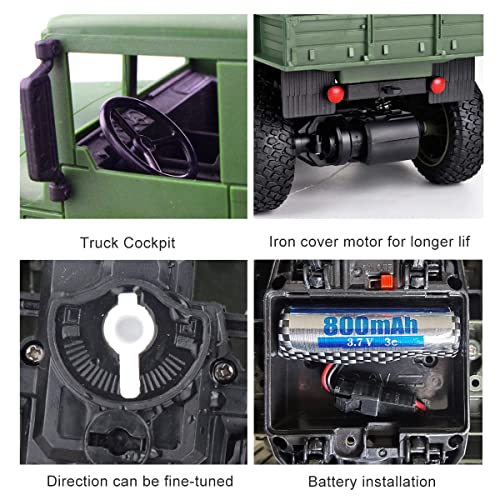 RC Military Truck Off-Road Remote Control Car, 2.4Ghz 4WD 1:18 Scale Toy for Kids V172648