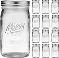 Wide Mouth Mason Jars 32 oz - 12 Pack Large Glass Mason Jars with Airtight Lids and Bands, 1 Quart Mason Jars for Pickling, Canning, Fermenting and Food Storage, Microwave & Dishwasher Safe