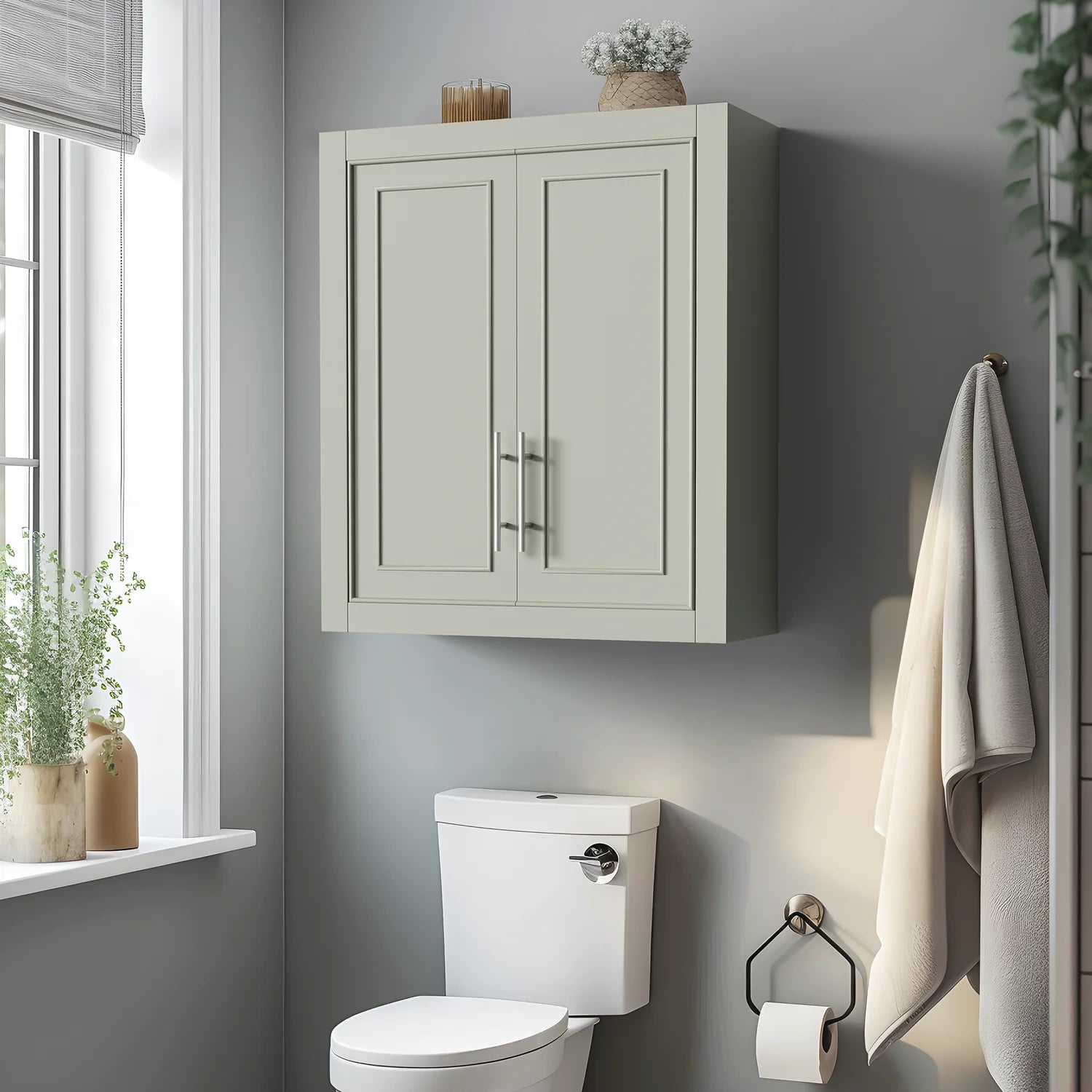 26"x22"x8" Modern Rectangle Wall Mounted Storage Cabinet for Bathroom, Gray M72628