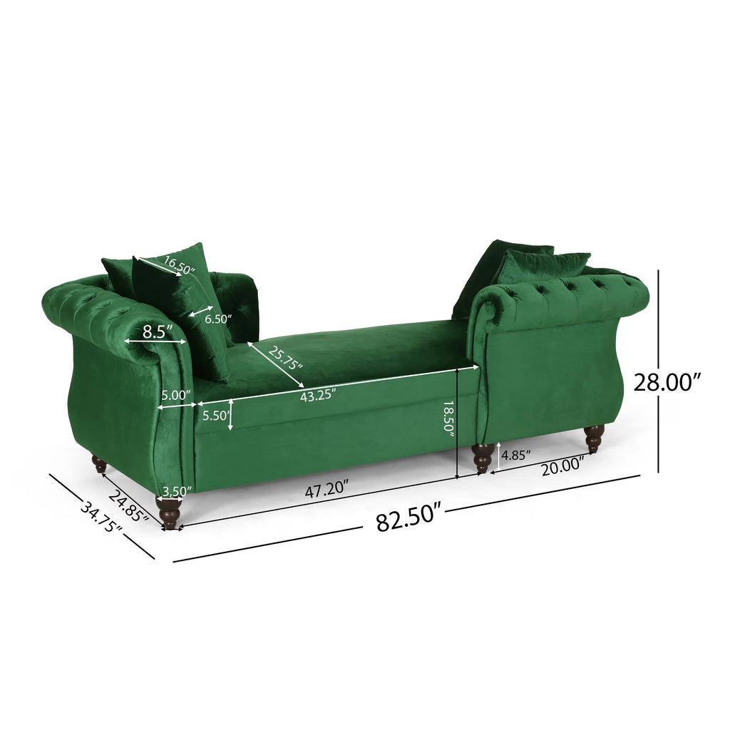 Emerald Tufted Fabric Chaise Lounge K928