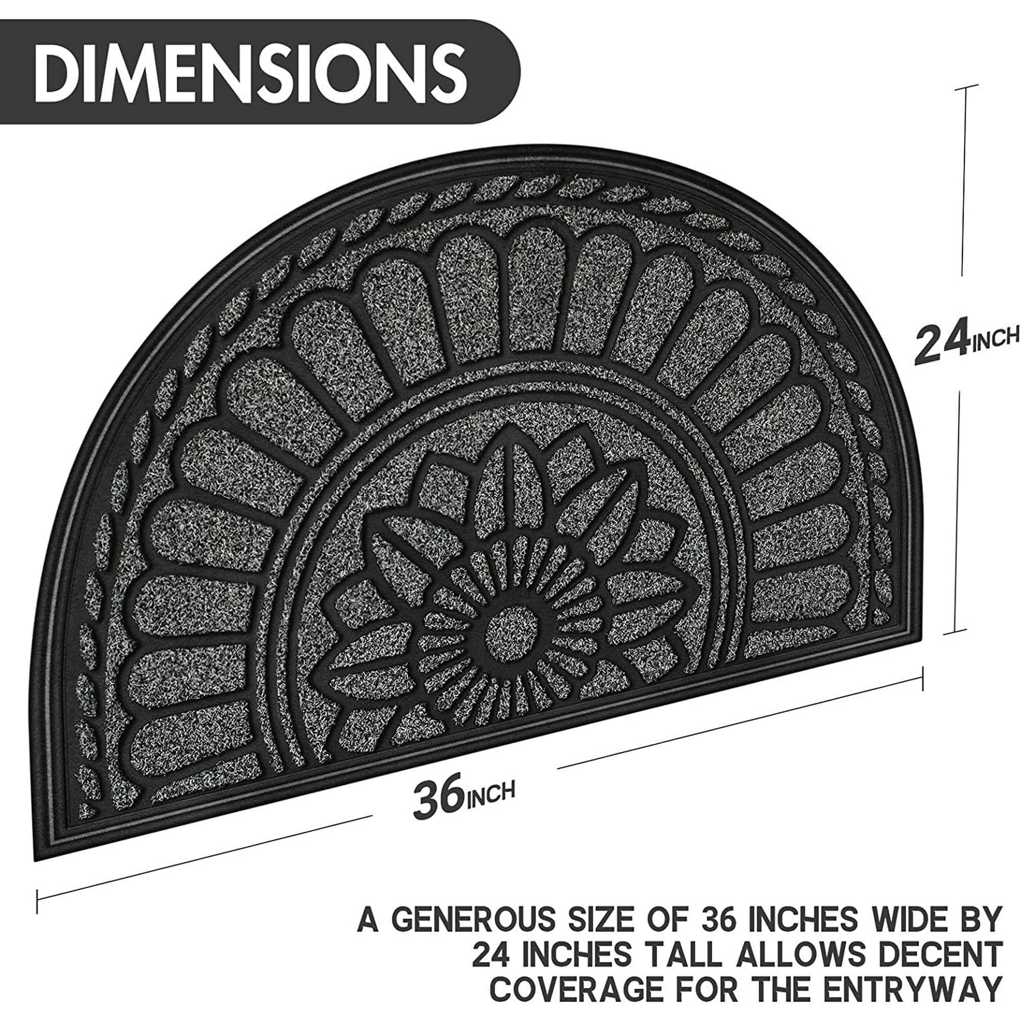 Half Round Door Mat, Non-Slip Rubber, Low-Profile for High Traffic Areas U904450