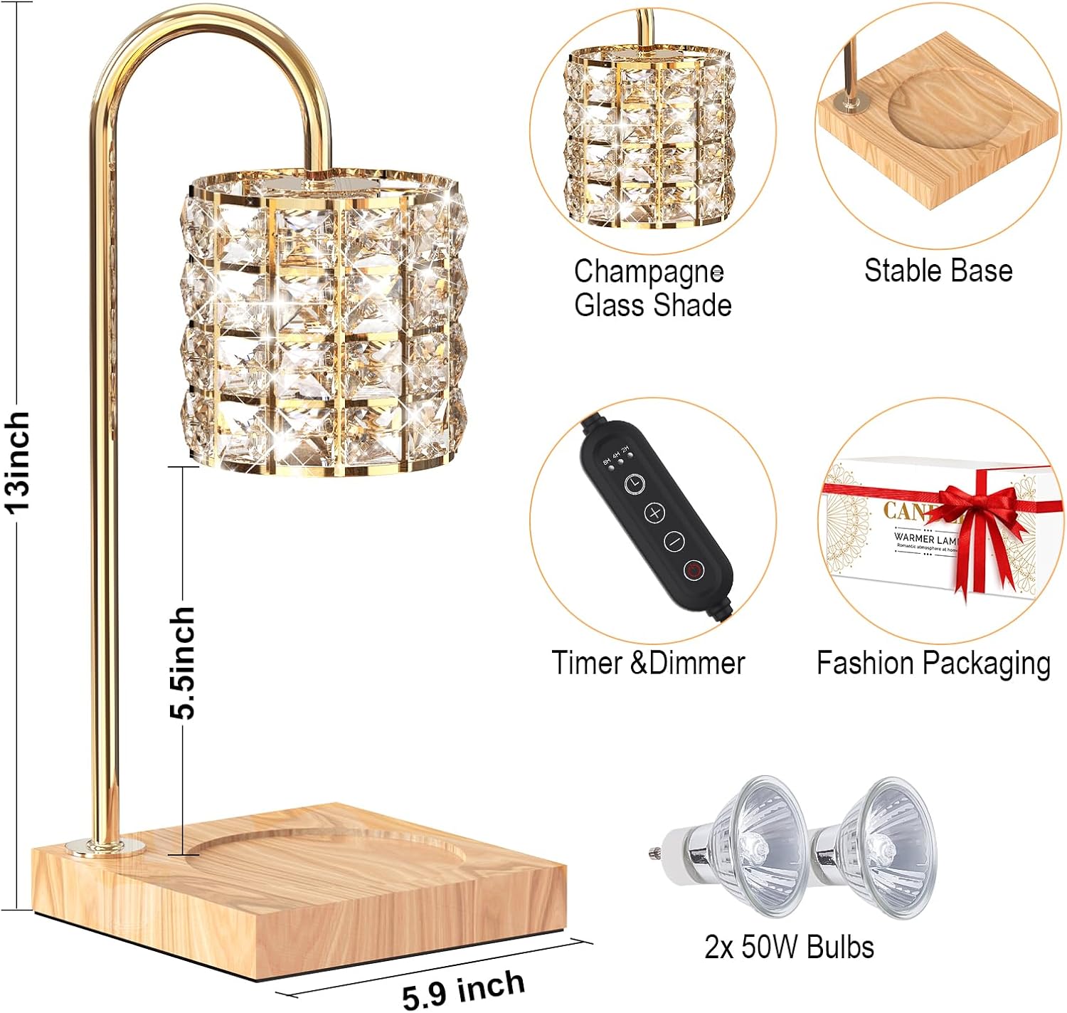 Dimmable Candle Warmer Lamp with Timer U172474