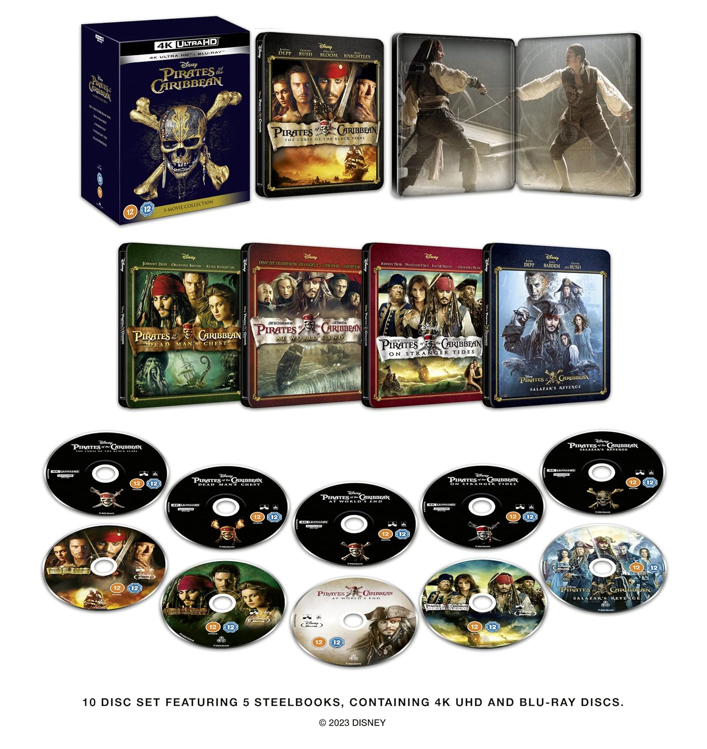 Pirates of The Caribbean 1-5 UHD Steelbook [Region Free]
