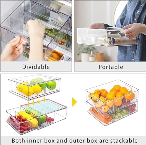 Stackable Refrigerator Organizer Bins with Pull-Out Drawer W455703