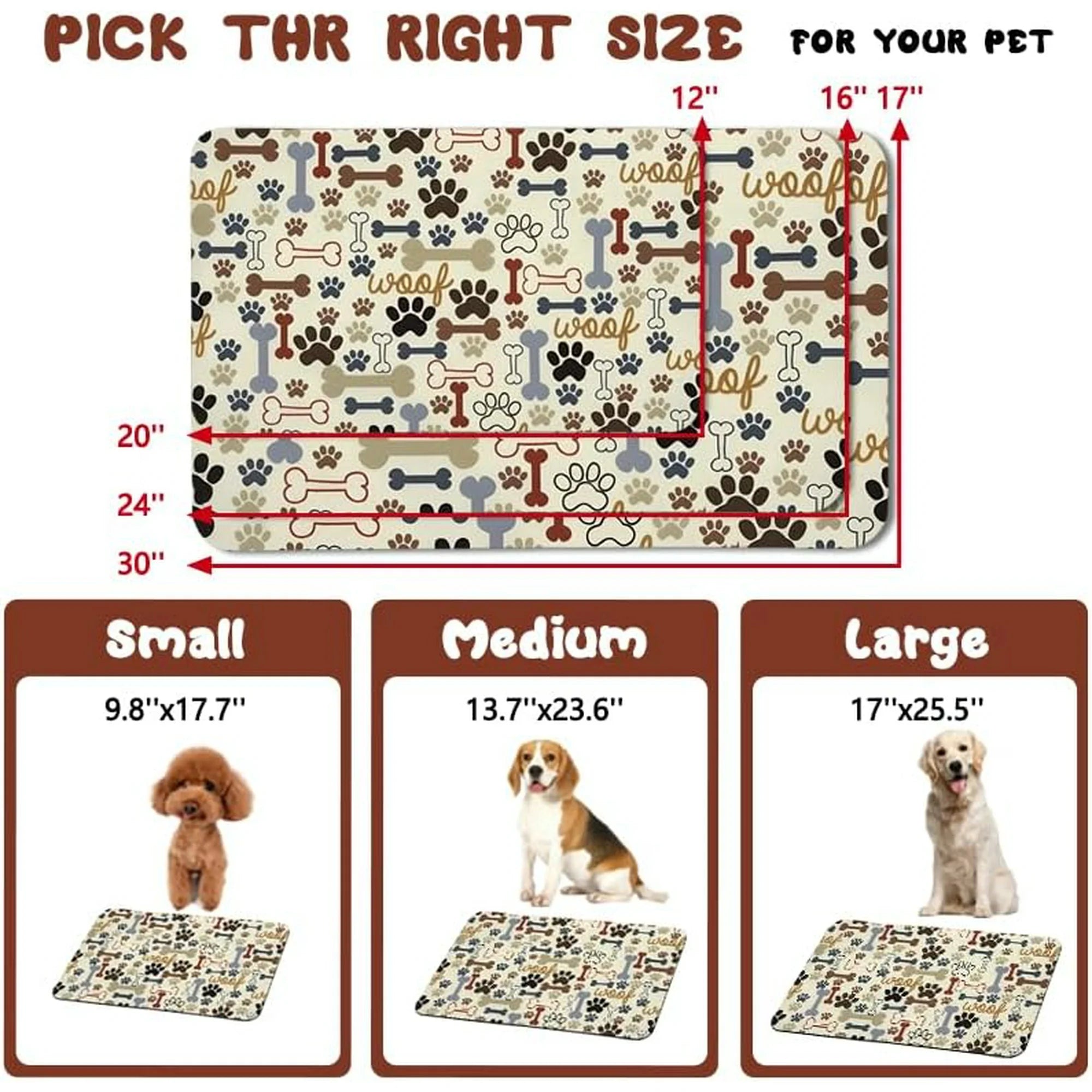Waterproof Absorbent Dog Food Mat, Non-Slip E709