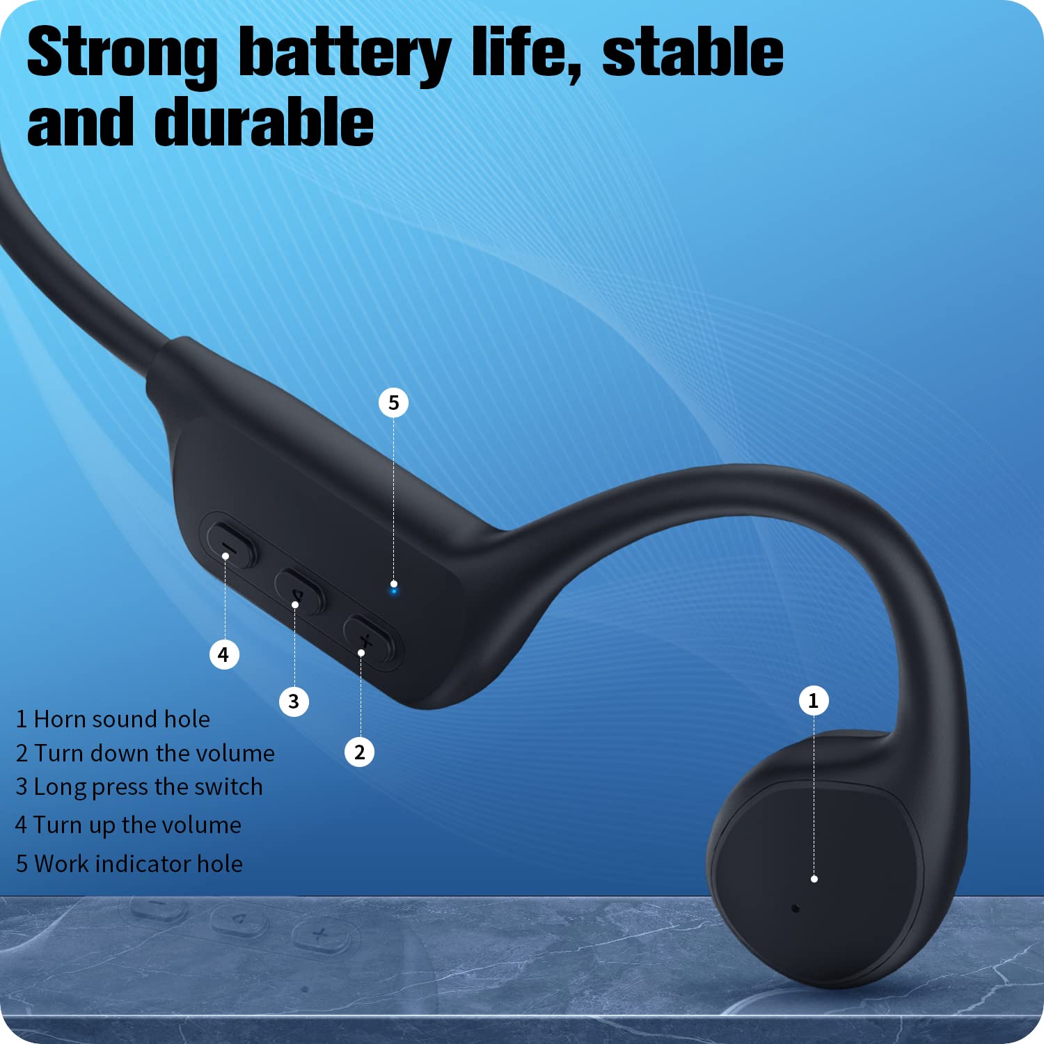 Wireless Bone Conduction Headphones, Open Ear, IP68 Waterproof, 32G Memory E168
