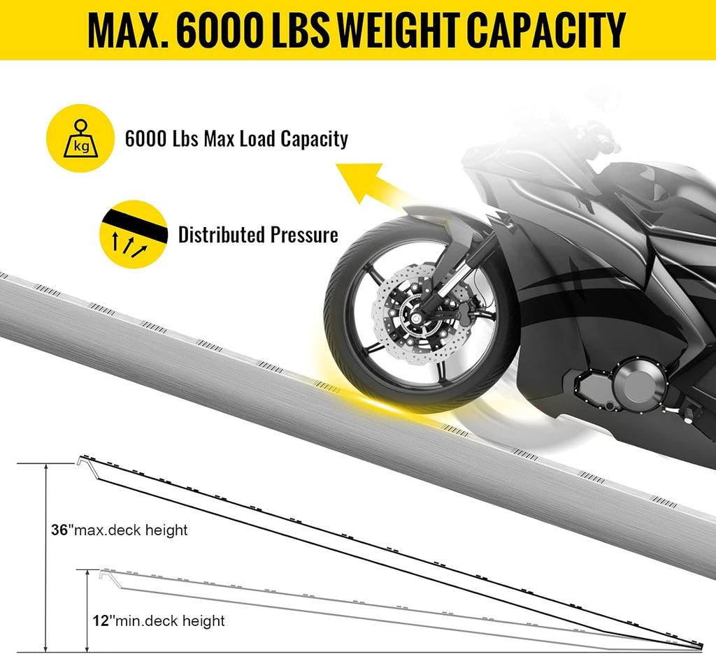 84x14 Inch Aluminum Ramps for Car Trailer Truck ATV, 6000LBS Capacity, 1 Pair F764120