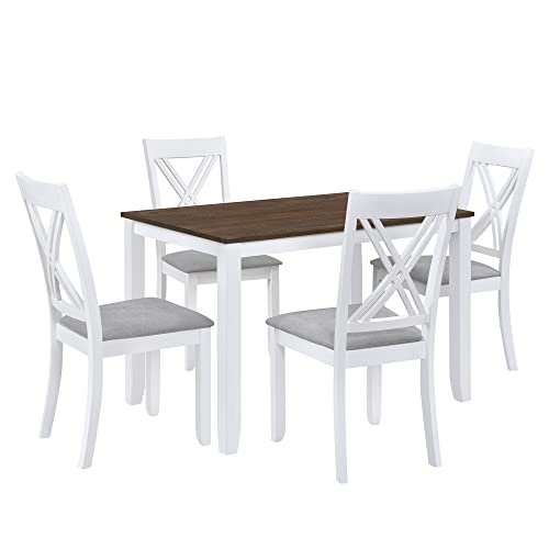 5-Piece Dining Table Set with 4 Upholstered Chairs for Small Spaces P9283
