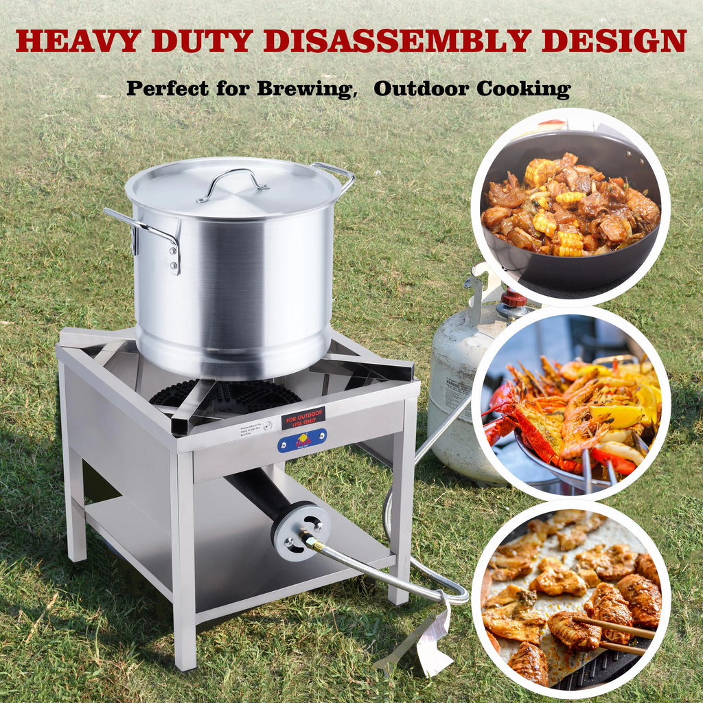 Stainless Steel Propane Burner Outdoor Cooker Stove for Turkey Frying and Seafood Boiling B632891