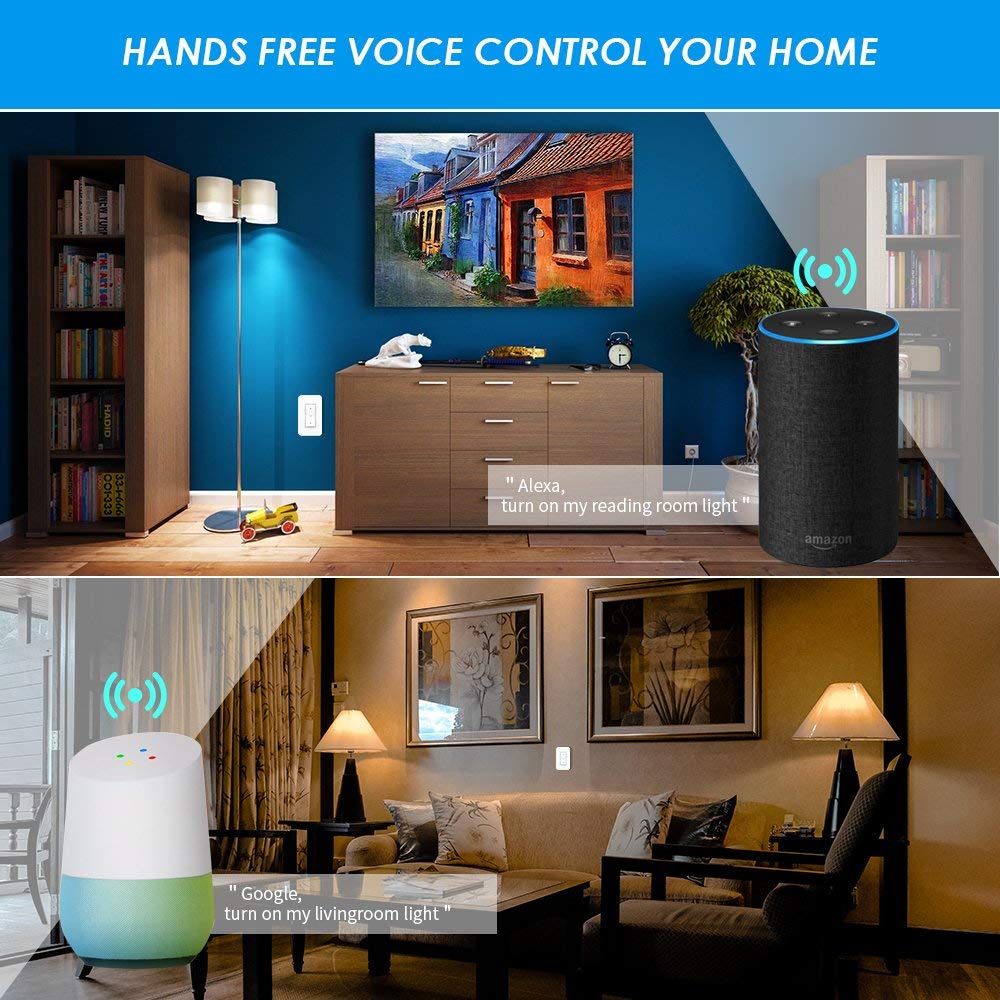 Smart Light Switch WiFi Wall Wireless 2-Gang with Remote Control and Timing Function E449633
