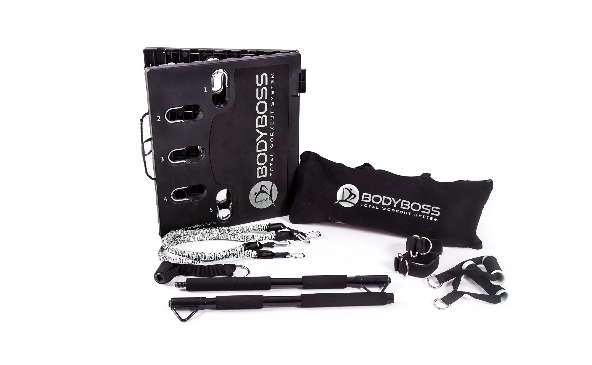 Restored BodyBoss Home Gym 2.0 - Full Portable Gym Home Workout Package - Silver (Refurbished)